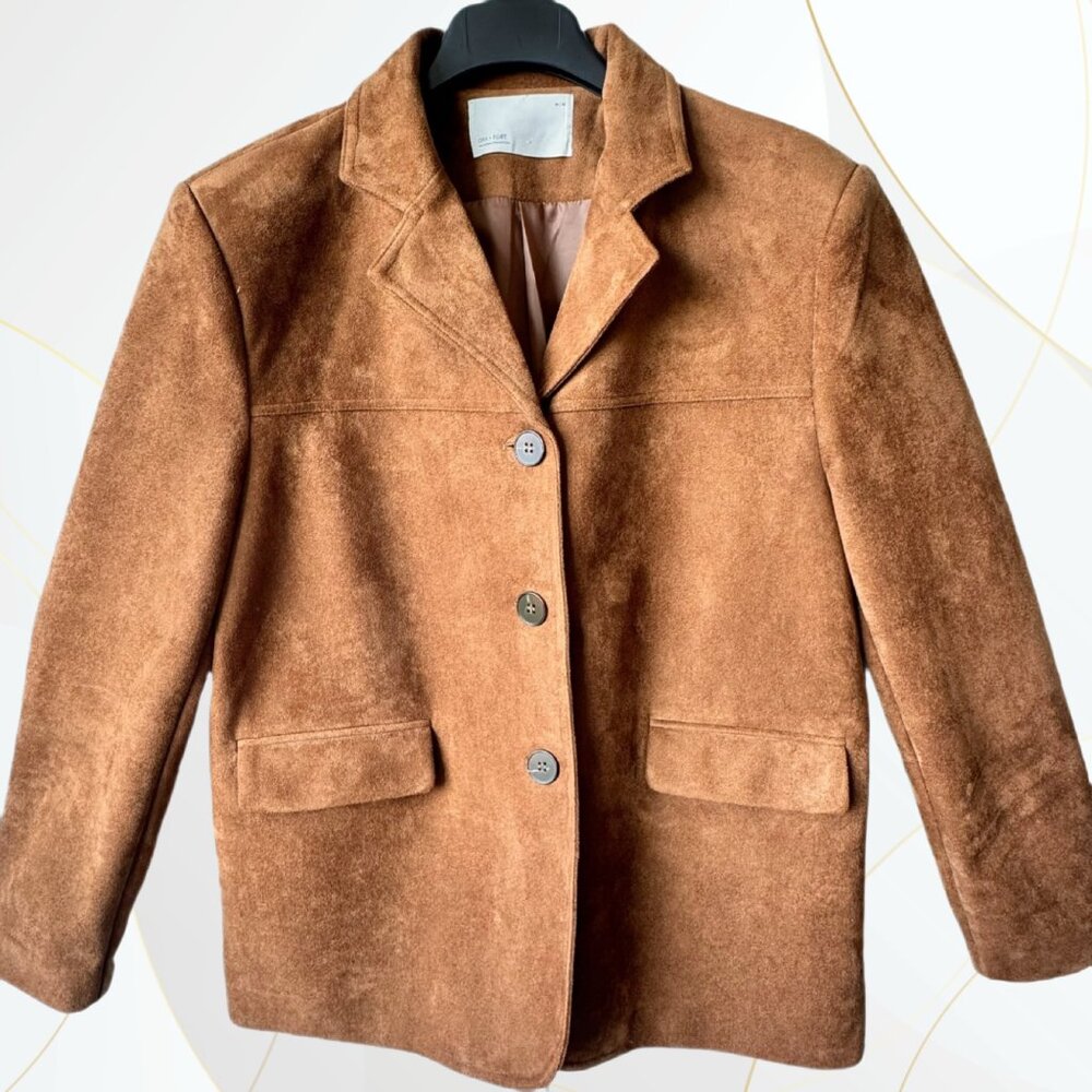 OAK + FORT faux Suede Chestnut Brown Blazer Jacket
